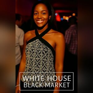White House‎ Black Market Monochrome Geometric Office Formal Blouse-(#395)